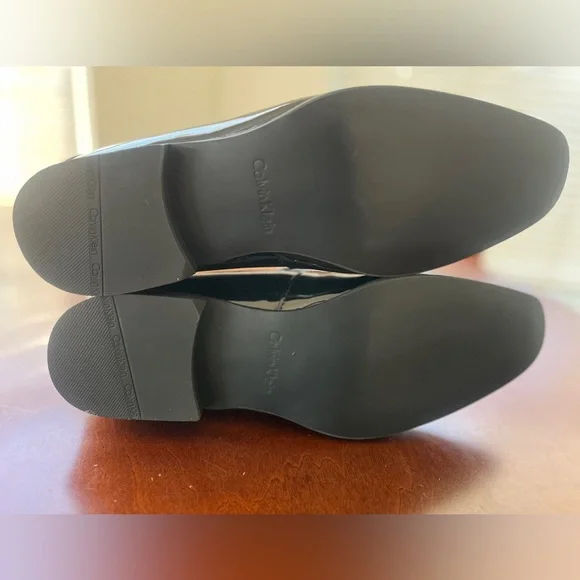 NIB Men’s Size 12 Calvin Klein Sleek Black Slip-On Loafers with Patent Finish - Picture 10 of 11